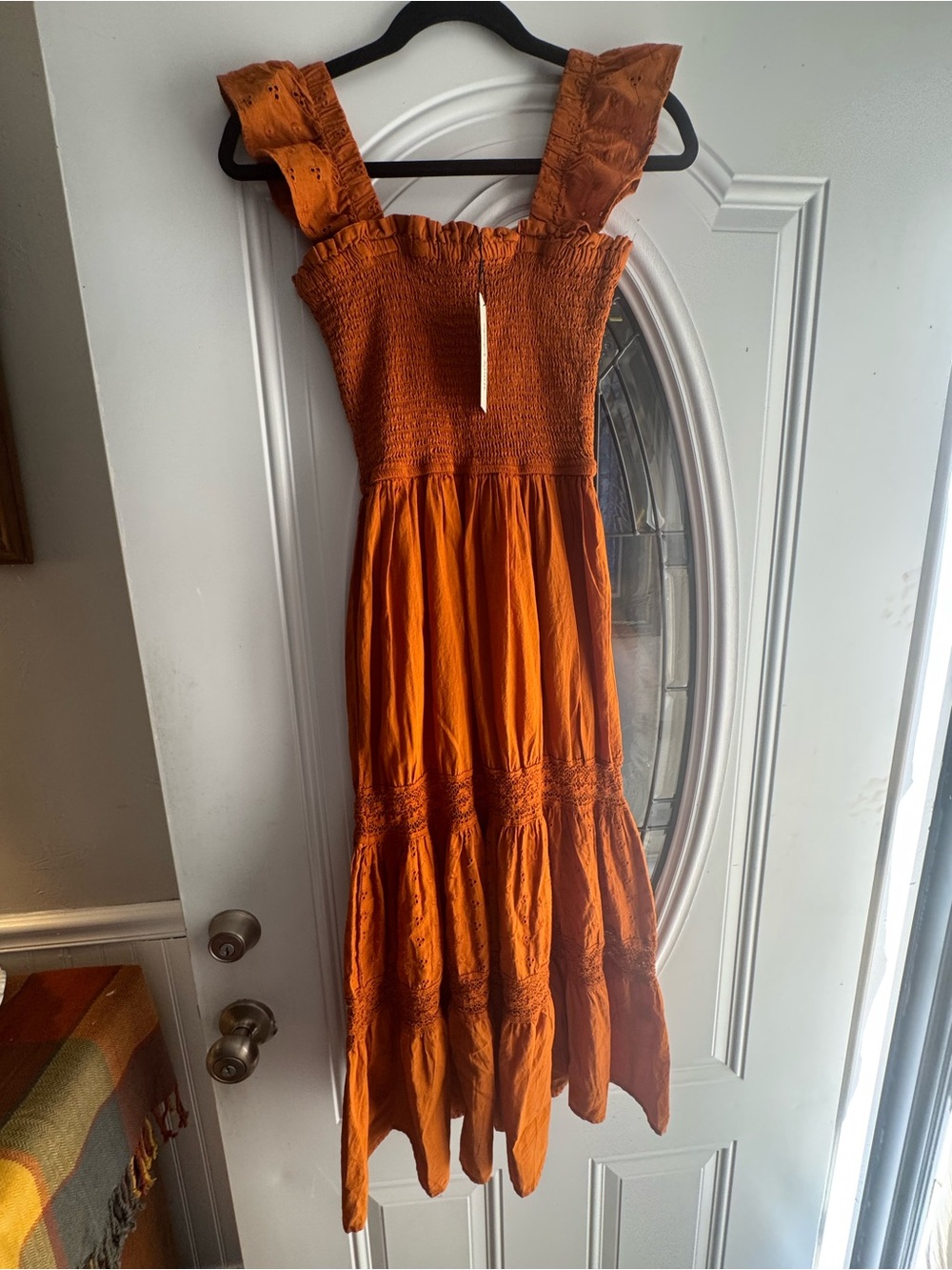 NWT Speed Limit MPH Sugar Almond Smocked Eyelet Boho Maxi Dress S
